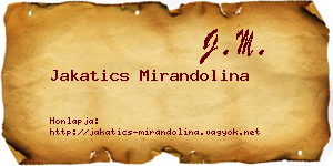 Jakatics Mirandolina névjegykártya